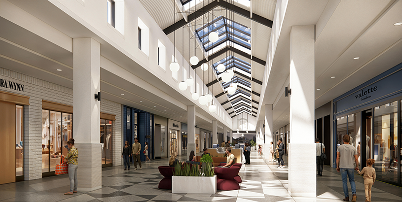 A rendering of the renovated interior area of Stonewood Center