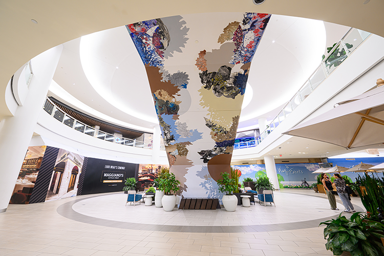 An interior colorful mural at Tysons Corner Center 
