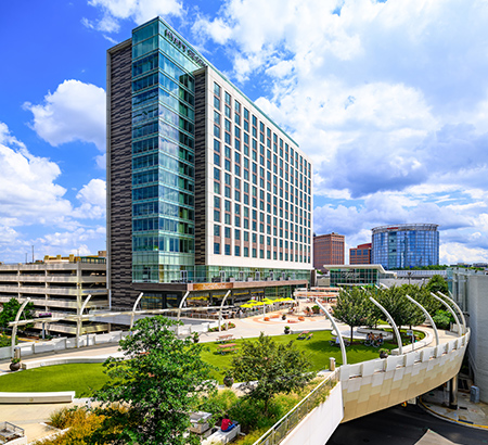 Exterior of the Hyatt Regency showcasing Barrel & Bushel's dining area