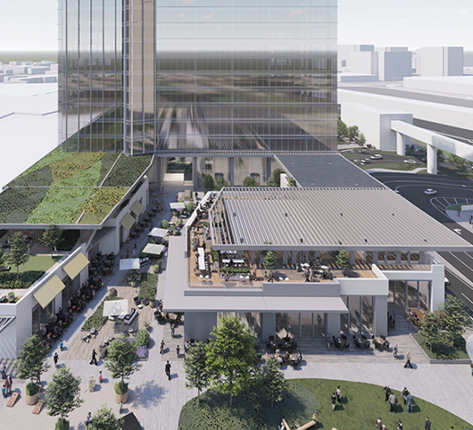 Rendering of future green spaces outdoors at Tysons Corner Center