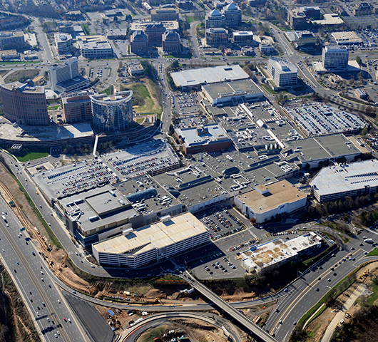An aerial photo of Tysons Corner Center as it appeared circa 2005