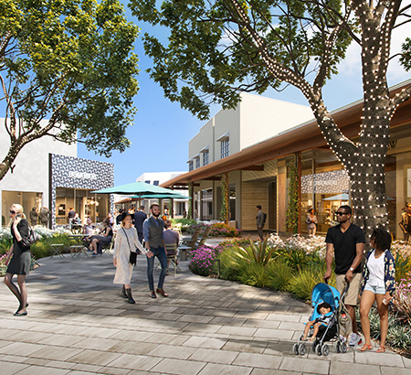 A rendering of the refreshed Village at Corte Madera