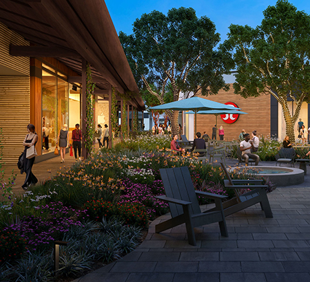 A nighttime rendering of the new plantings at The Village at Corte Madera