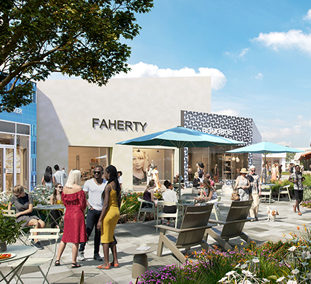 A rendering of the new seating area at The Village at Corte Madera