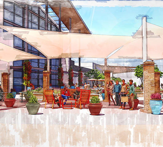 A rendering of the upcoming SanTan Village updated Plaza