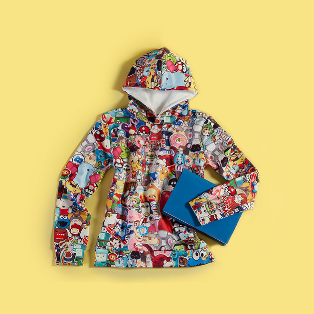 Graphic print cartoon pattern hoodie