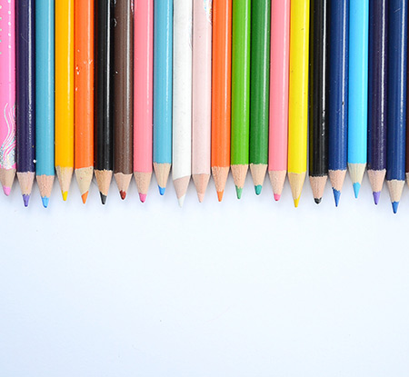 A row of colored pencils