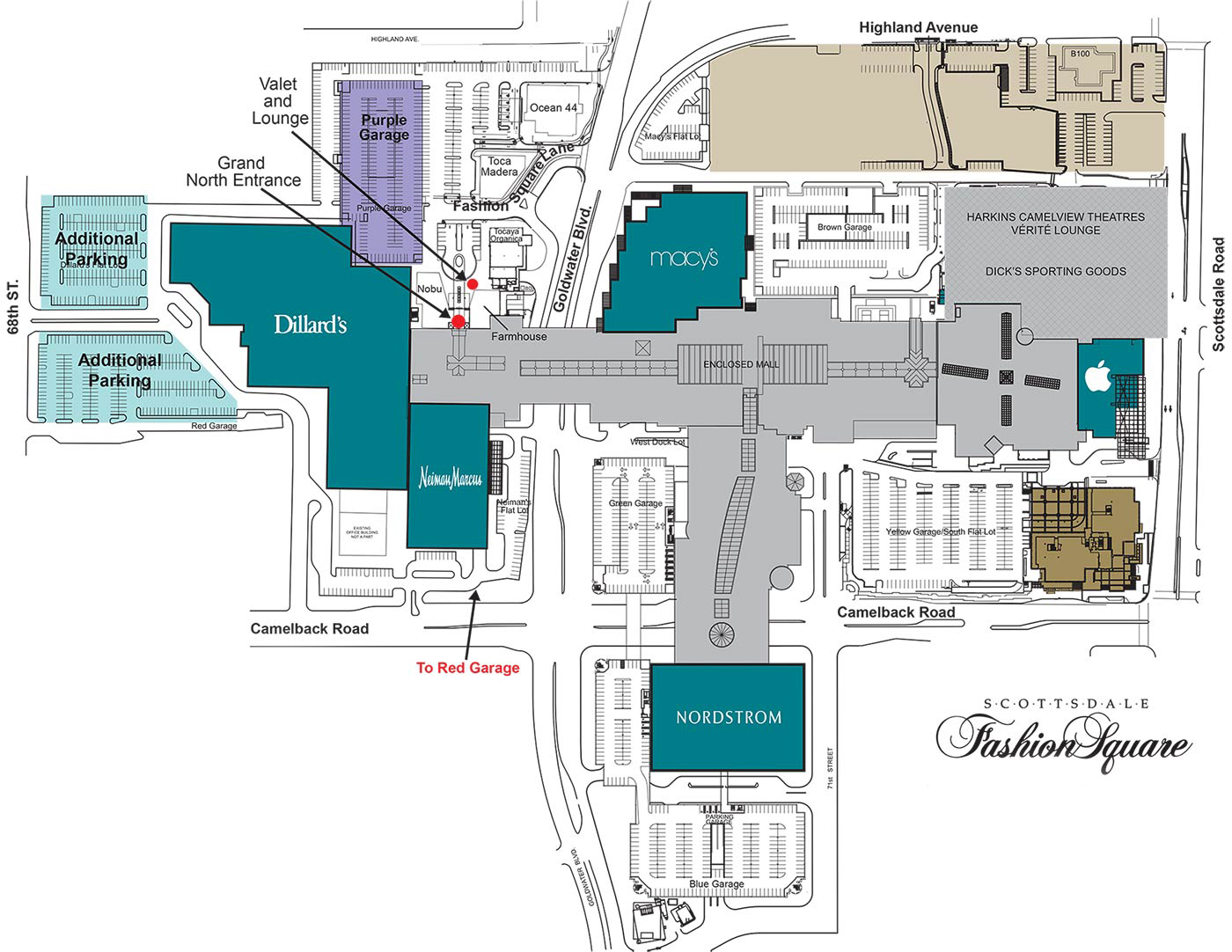 Parking Map of Scottsdale Fashion Square