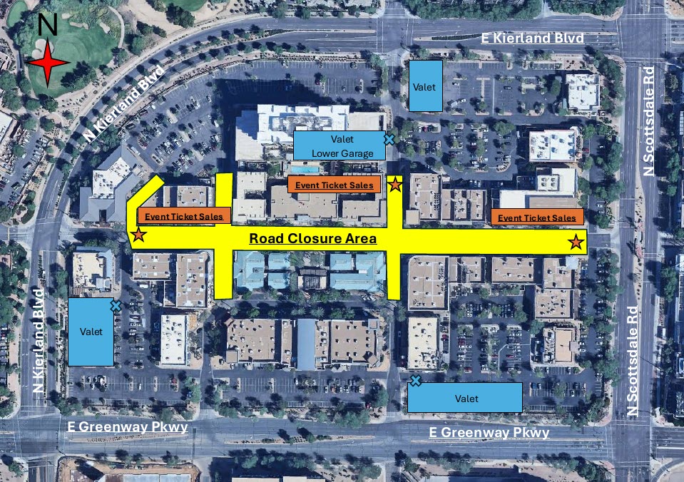 Kierland Commons Street closure and event map