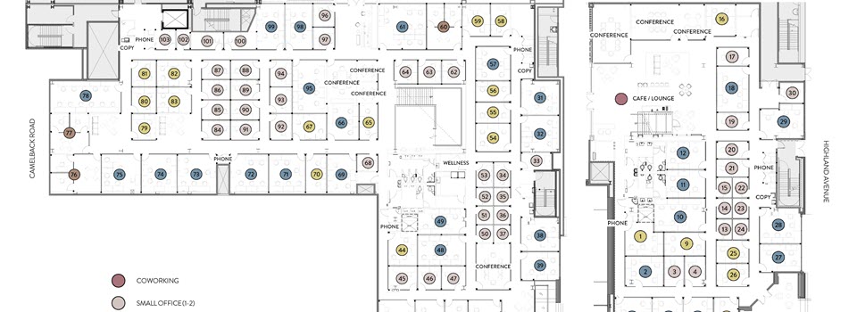 site plan of workspaces available