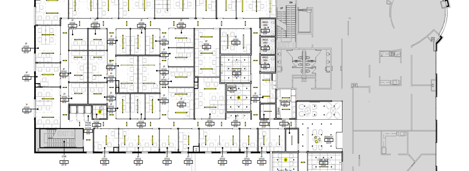 The architectural site plan of the Industrious space at Kierland Commons