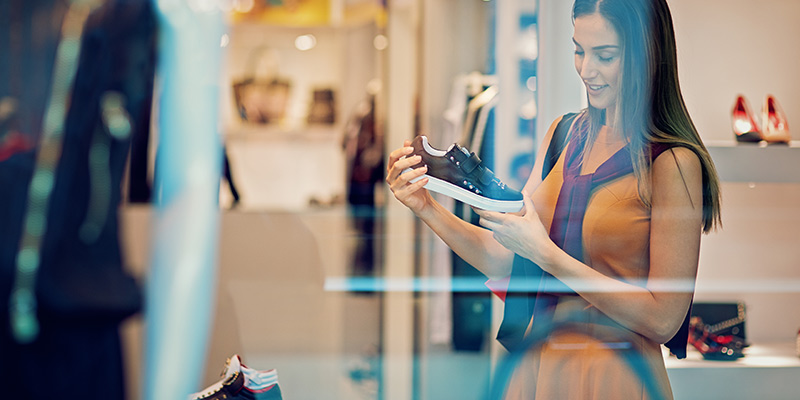 A woman shoe shopping