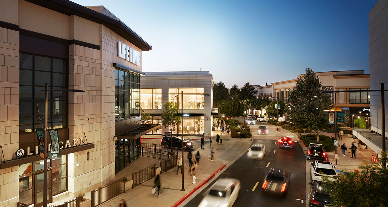 Broadway Plaza at dusk