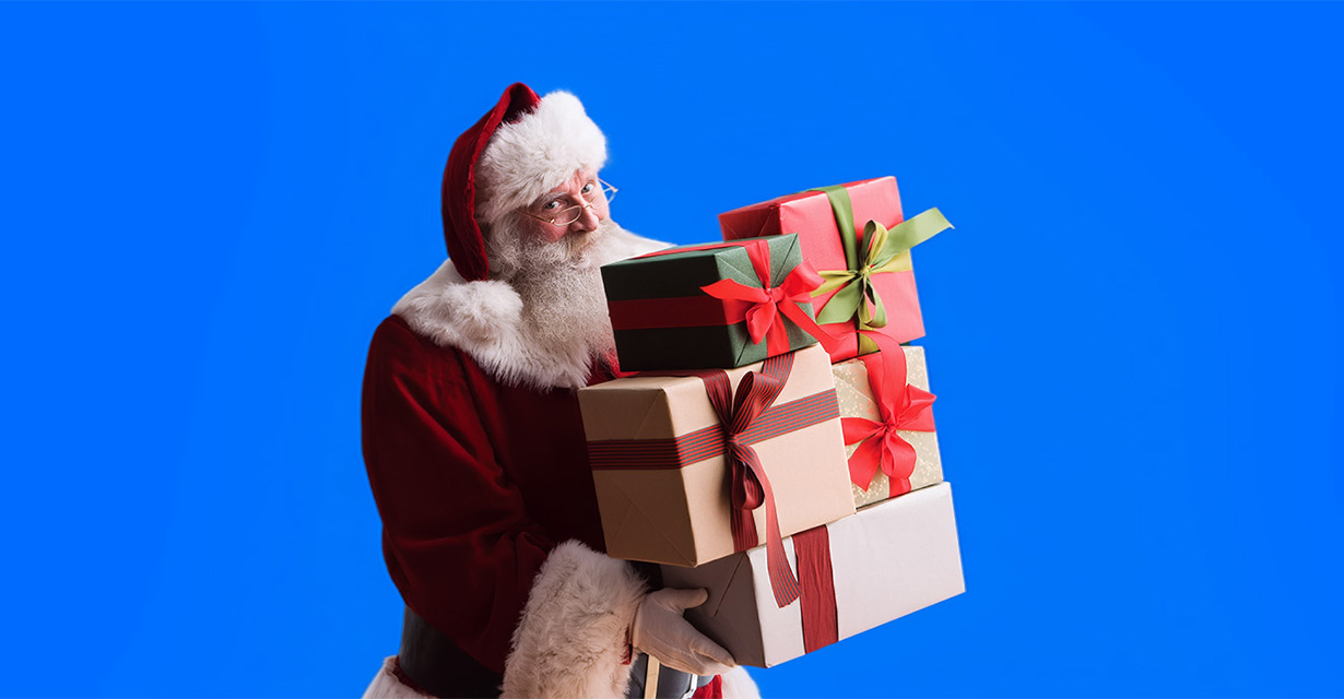 Santa holding presents