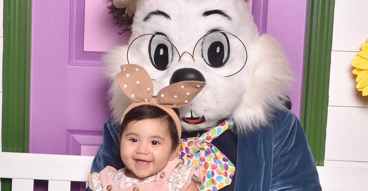 A child visiting the Easter Bunny