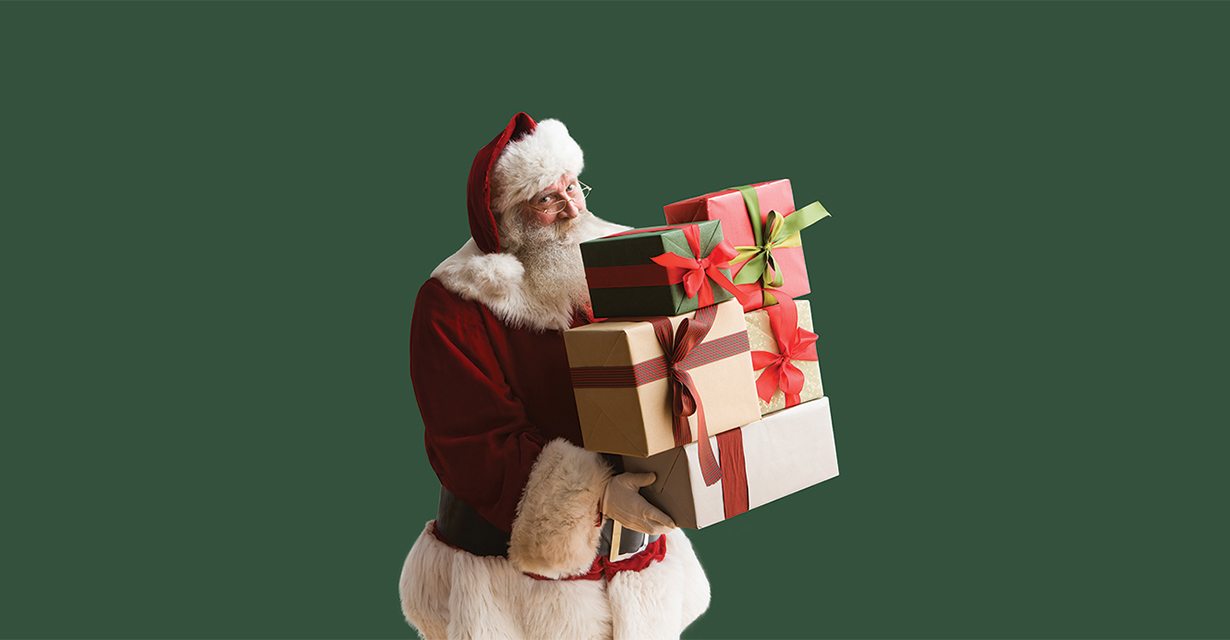 Santa holding presents