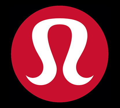 red and white lululemon logo on a black backgroud