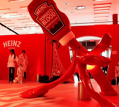 A Heinz Ketchup bottle installation at Santa Monica Place