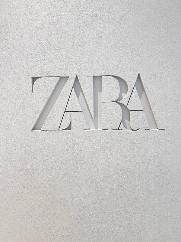 Zara store name engraved into wall