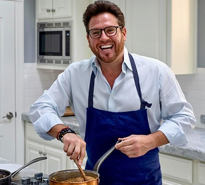 photo of scott conant in the kitchen