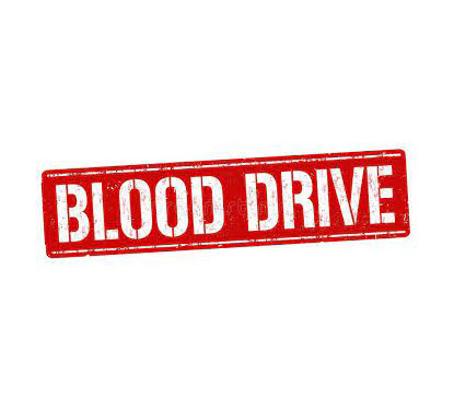 Sign stating blood drive with red background and white lettering