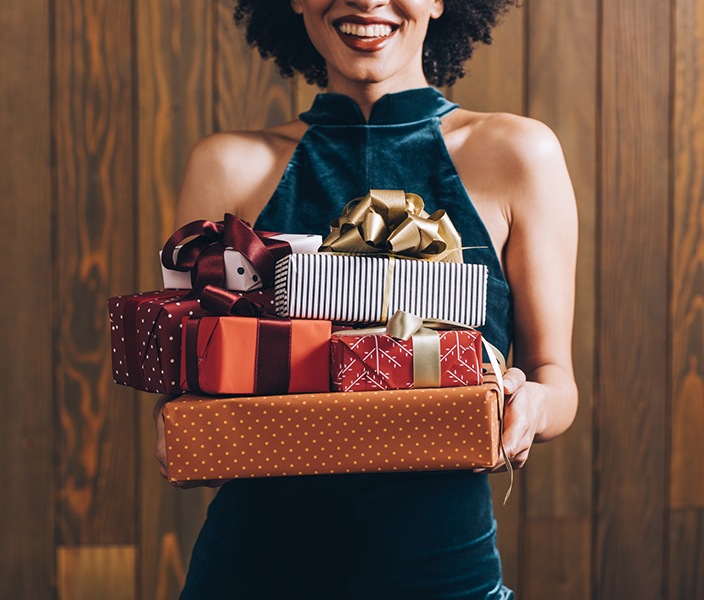 Woman holding presents