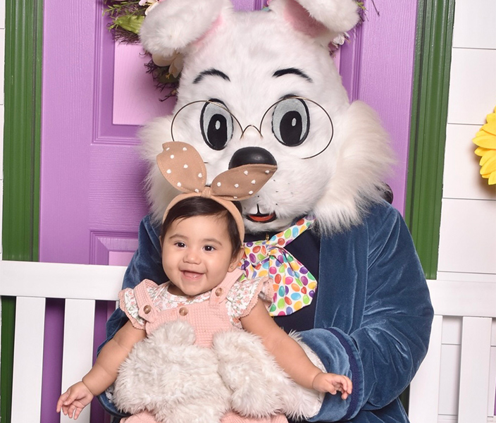 A child visiting the Easter Bunny