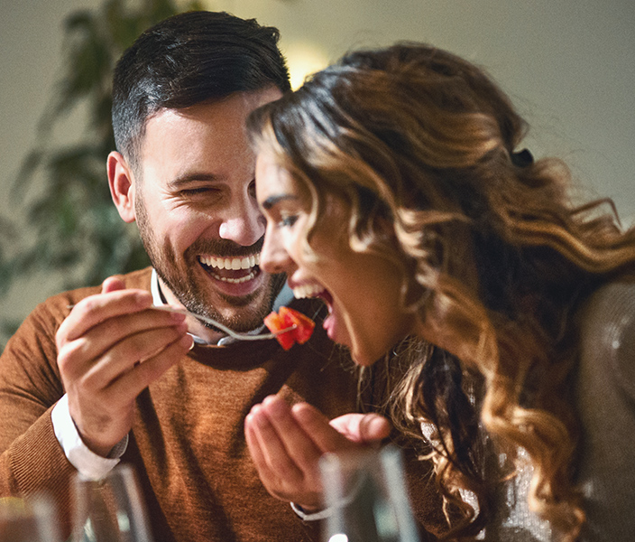 A couple on a dinner date