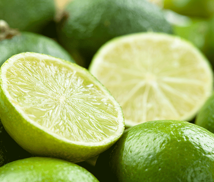 Freshly cut limes