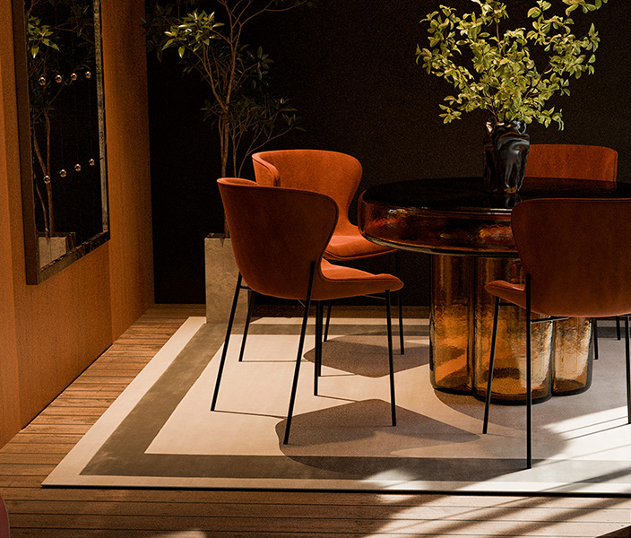 An earth tone dining room