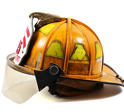 A fire helmet