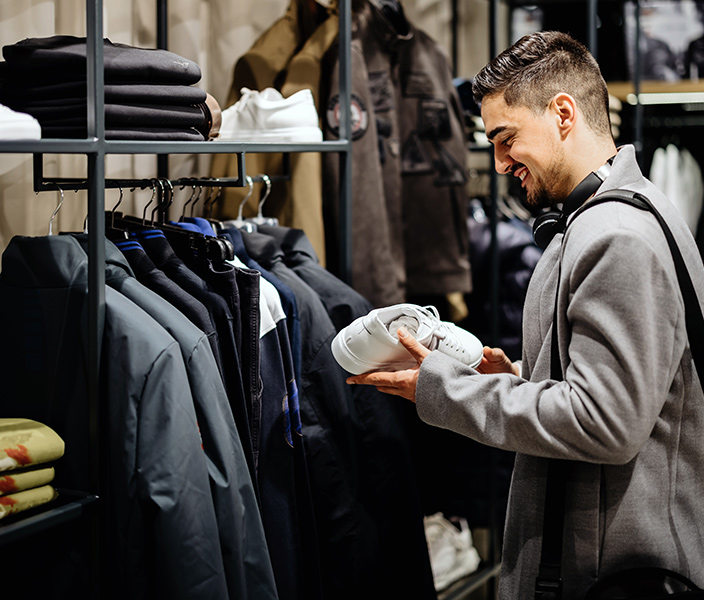 A man shopping for shoes