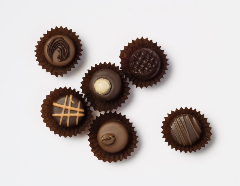 chocolates layed out and displayed