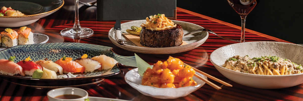 A table with seafood dishes from Catch