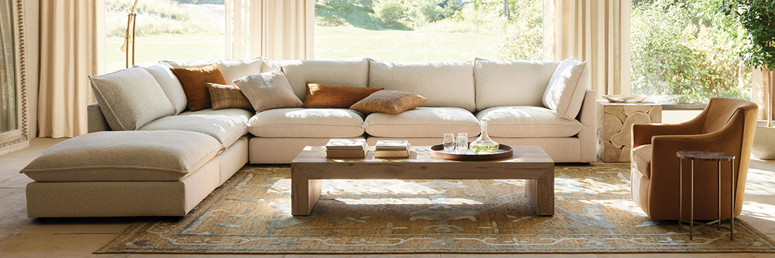 A living room furnished by Arhaus